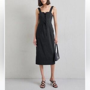 STAUD Black Midi Dress